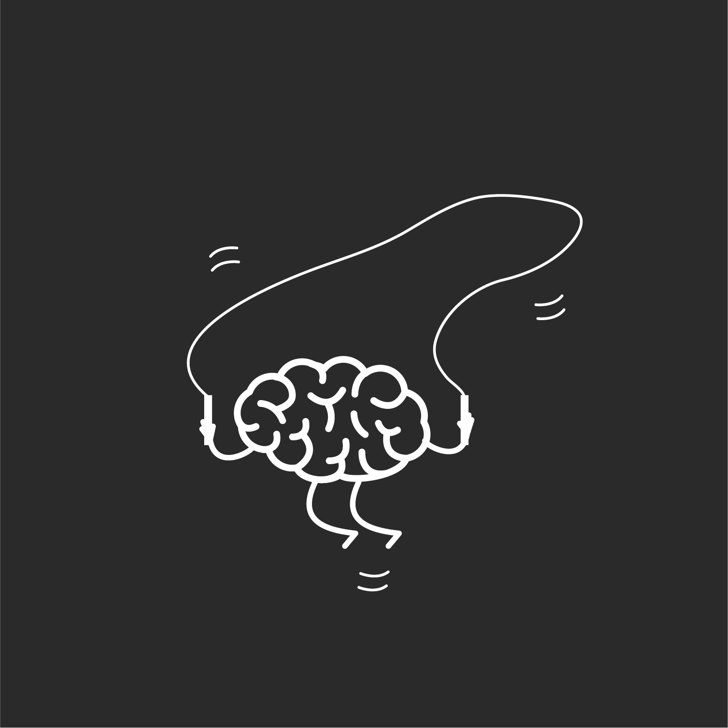 Grafik eines seilspringenden Gehirns auf grauem Hintergrund