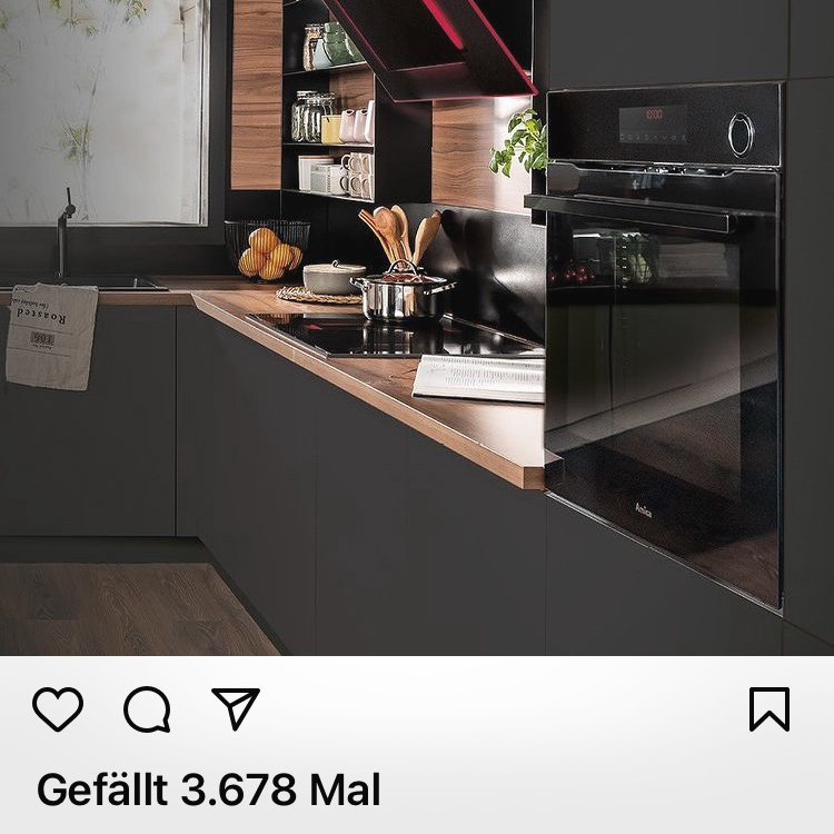 Ausschnitt aus dem Instagram Auftritt von Amica mit Küchenmotiv und Icons